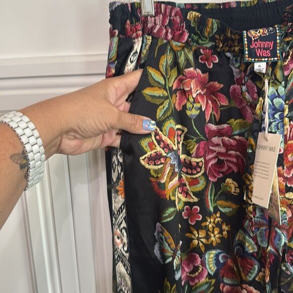 Johnny Was Silk Blend Joggers Genora Paneled‎ Joggers XL - Picture 5 of 9